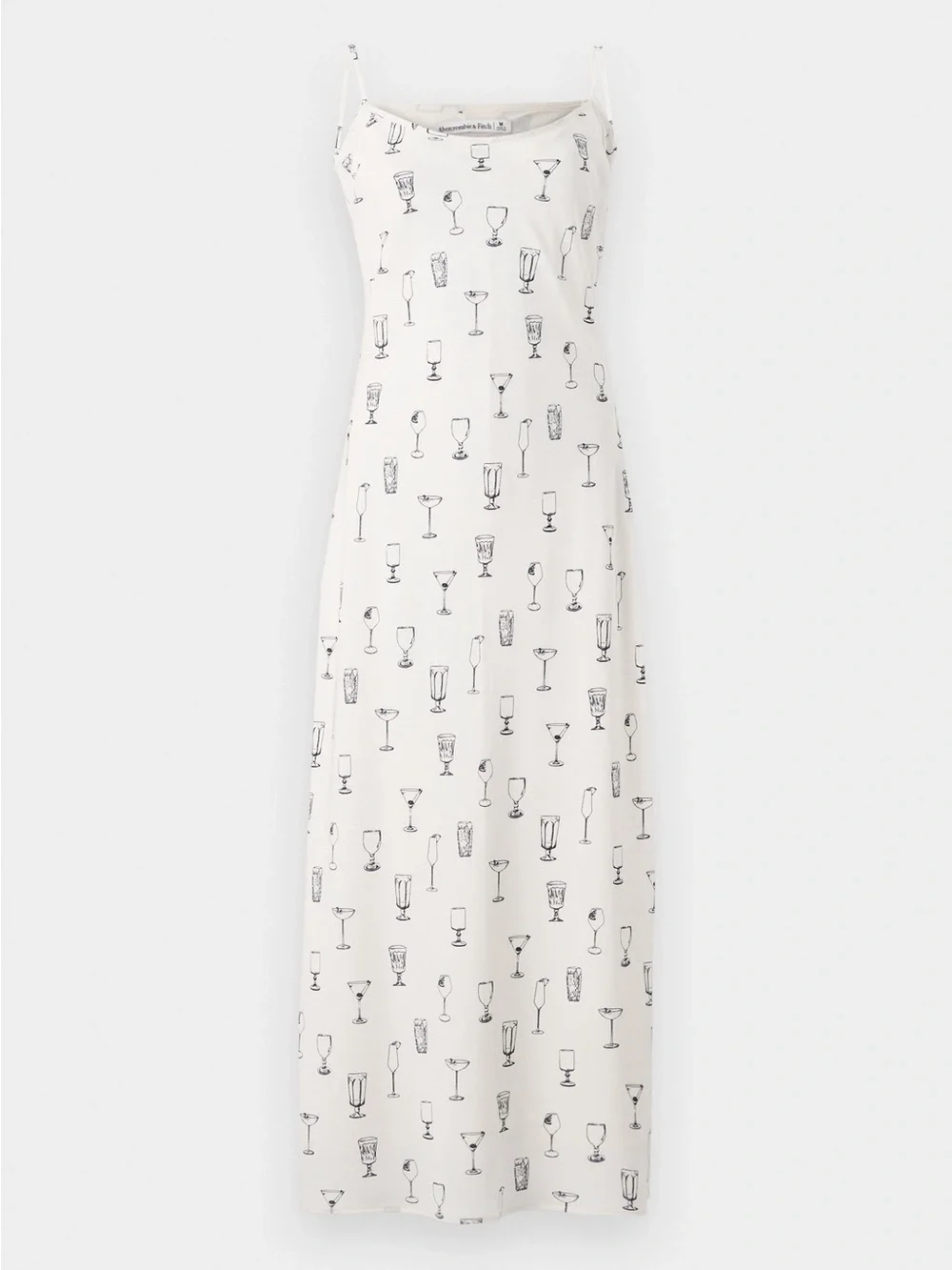 Abercrombie & Fitch Cream Slip Dress with Black Glass Print